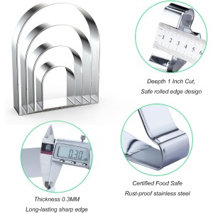Arch Cookie Cutter Set Large - 5 Inch, 4 Inch, 3 Inch, 2 Inch - Arched Door Geometric Frame Plaque Cookie Cutters Shapes Molds - Stainless Steel
