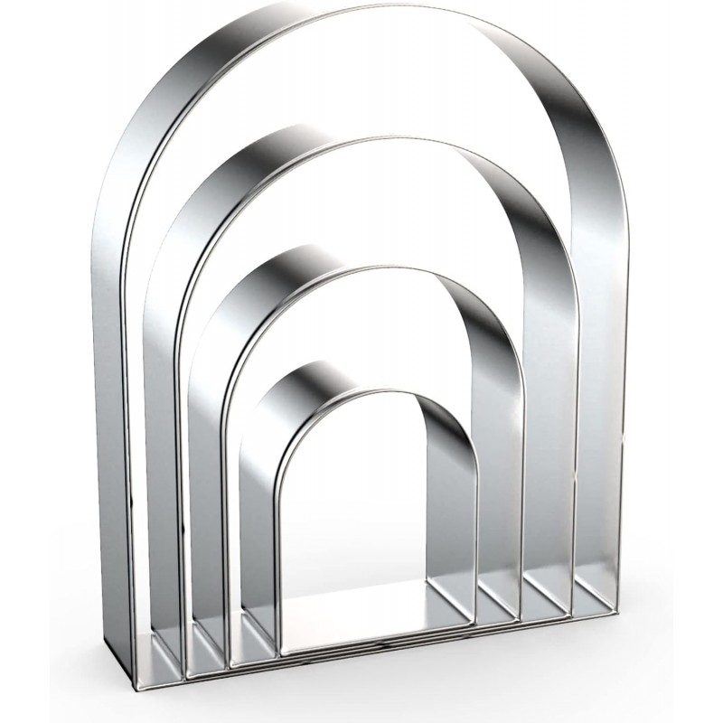 Arch Cookie Cutter Set Large - 5 Inch, 4 Inch, 3 Inch, 2 Inch - Arched Door Geometric Frame Plaque Cookie Cutters Shapes Molds - Stainless Steel