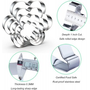 Scallop Flower Cookie Cutter Set Large - 5 Inch, 4 Inch, 3 Inch, 2 Inch - Six Petal Scalloped Edge Spring Flower Cookie Cutters Shapes Molds - Stainless Steel