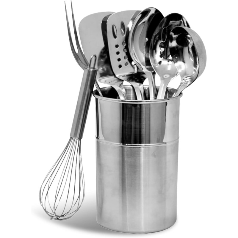 Chef Craft - 8 Piece Stainless Steel Kitchen Utensils Set with Utensil Holder
