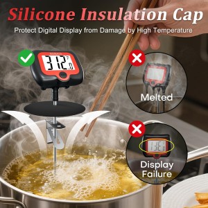 BOMATA Digital Candy Thermometer with Pot Clip, Deep Fry Oil Thermometer with Rotatable Display & Long Probe, for Candy Candle Making, Cooking, Food, Liquids, Water, Sugar.. Black