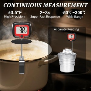 BOMATA Digital Candy Thermometer with Pot Clip, Deep Fry Oil Thermometer with Rotatable Display & Long Probe, for Candy Candle Making, Cooking, Food, Liquids, Water, Sugar.. Black