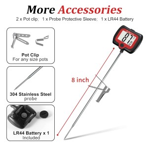 BOMATA Digital Candy Thermometer with Pot Clip, Deep Fry Oil Thermometer with Rotatable Display & Long Probe, for Candy Candle Making, Cooking, Food, Liquids, Water, Sugar.. Black