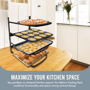 Linden Sweden Metal Baker’s Cooling Rack - Cooling Racks for Cooking and Baking - Storage for Craft and Baking Supplies - Collapsible Racks for Pizza Stones, Cookie Sheets, Pans - 22x 10x 1 Inches