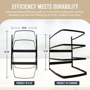 Linden Sweden Metal Baker’s Cooling Rack - Cooling Racks for Cooking and Baking - Storage for Craft and Baking Supplies - Collapsible Racks for Pizza Stones, Cookie Sheets, Pans - 22x 10x 1 Inches