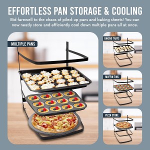 Linden Sweden Metal Baker’s Cooling Rack - Cooling Racks for Cooking and Baking - Storage for Craft and Baking Supplies - Collapsible Racks for Pizza Stones, Cookie Sheets, Pans - 22x 10x 1 Inches