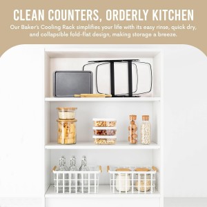 Linden Sweden Metal Baker’s Cooling Rack - Cooling Racks for Cooking and Baking - Storage for Craft and Baking Supplies - Collapsible Racks for Pizza Stones, Cookie Sheets, Pans - 22x 10x 1 Inches