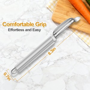 Stainless Steel Peeler with Swiveling Double Blade, Upgrade Fruit Vegetable Peeler with Ergonomic Handle, Lengthened Potato Peeler Tool for Kitchen, 8.3 Inchs