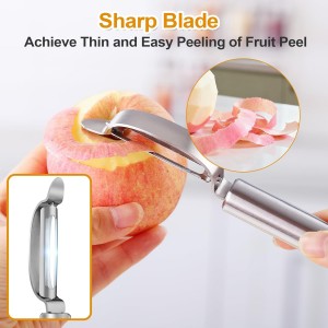 Stainless Steel Peeler with Swiveling Double Blade, Upgrade Fruit Vegetable Peeler with Ergonomic Handle, Lengthened Potato Peeler Tool for Kitchen, 8.3 Inchs