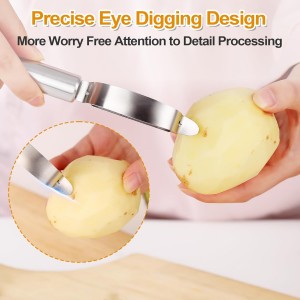 Stainless Steel Peeler with Swiveling Double Blade, Upgrade Fruit Vegetable Peeler with Ergonomic Handle, Lengthened Potato Peeler Tool for Kitchen, 8.3 Inchs