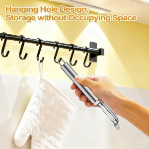 Stainless Steel Peeler with Swiveling Double Blade, Upgrade Fruit Vegetable Peeler with Ergonomic Handle, Lengthened Potato Peeler Tool for Kitchen, 8.3 Inchs