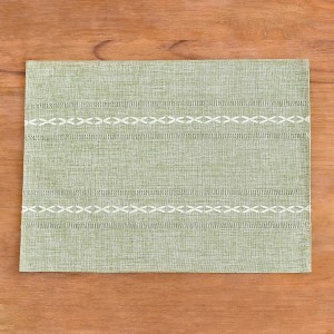 Wracra Cotton Linen Placemats, 12 x 18 Inch Set of 4 Fete Placemats Rustic Hemstitch Place Mats for Kitchen Table and Heat Resistant-Sage Green