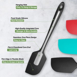 Silicone Spatula for Kitchen, 600°F Heat resistant Spatulas for Baking, Cooking, Scraping,and Mixing, Non Stick Kitchen Utensils, BPA Free, 11.2 IN, 3 Pack, Black