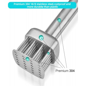 Aliglow 304 Stainless Steel Meat Tenderizer Needle Meat Hammer Mallet Tool Pounder For Tenderizing and Pounding Steak, Beef Pork Chicken BBQ And Poultry