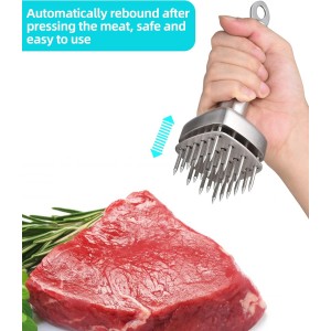 Aliglow 304 Stainless Steel Meat Tenderizer Needle Meat Hammer Mallet Tool Pounder For Tenderizing and Pounding Steak, Beef Pork Chicken BBQ And Poultry