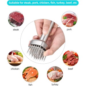 Aliglow 304 Stainless Steel Meat Tenderizer Needle Meat Hammer Mallet Tool Pounder For Tenderizing and Pounding Steak, Beef Pork Chicken BBQ And Poultry