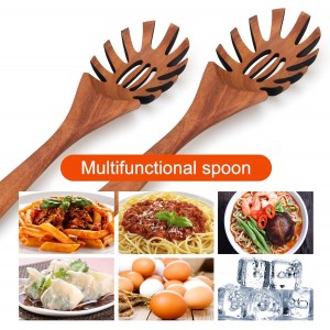 Wooden Pasta Spoon with Teeth Spaghetti Fork Tongs 12.5 Inch Pasta Forks Serving Utensils Acacia Wood Spaghetti Server Spoons Ladle Pastas Spatula Kitchen Tool Spaghettis Scoop Strainer Noodle Spoon