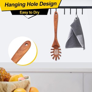 Wooden Pasta Spoon with Teeth Spaghetti Fork Tongs 12.5 Inch Pasta Forks Serving Utensils Acacia Wood Spaghetti Server Spoons Ladle Pastas Spatula Kitchen Tool Spaghettis Scoop Strainer Noodle Spoon