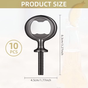 Metal Bottle Opener Kit - 10 Pcs Stainless Steel Inserts, DIY Beer Opener Hardware, Flat Black Inserts