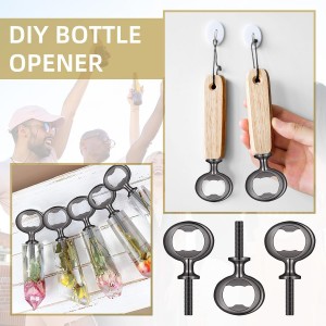 Metal Bottle Opener Kit - 10 Pcs Stainless Steel Inserts, DIY Beer Opener Hardware, Flat Black Inserts