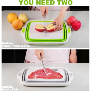 2 Pack Collapsible Cutting Board, Foldable Dish Tub with Draining Hole, Portable Chopping Board with Colander, 3 in 1 Multifunction Camping Sink for Washing Dish, Bowl, Vegetables and Fruit