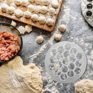 Luxshiny Dumpling Maker Mold 9.05 Inch Russian Pelmeni Press Multi-Hole Dumpling Mold Kitchen Tool for Homemade Dumplings and Party Cooking