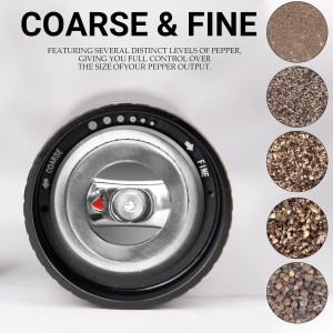 Pepper Grinder, Homnoble Professional Grade Pepper Grinder, Heavy Duty Pepper Mill, Refillable Aluminum Manual Pepper Mill with Adjustable Coarseness and Stainless Steel Blade