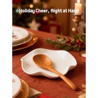 Cute Spoon Rest for Stove Top, Ceramic Spoon Holder for Kitchen Counter, 5.3 Inches Coffee Spoon Holder Utensil Rest for Kitchen Gadget Cooking Gift Housewarming Wedding,Kitchen Decor, White