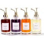 Molimoli Coffee Syrup Dispenser for Coffee Bar, Coffee Pump Dispenser, Glass Syrup Bottle w. Pump, Maple/Coffee Syrup Bottles, Set of 4 w. Labels, Gold