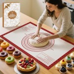 Silicone Baking Mat, Non Stick Pastry Mat Sheet for Dough Rolling, Nonslip Fondant/Pie Crust Mat, Counter Mat Oven Liner Mat for Making Cookies Macarons Bread Baking Supplies Extra Large 26 x 16 Inch