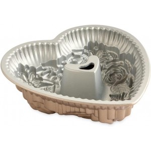 Nordic Ware Wildflower Heart Bundt, 6 Cup, Toffee