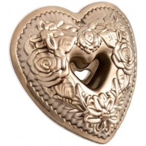 Nordic Ware Wildflower Heart Bundt, 6 Cup, Toffee