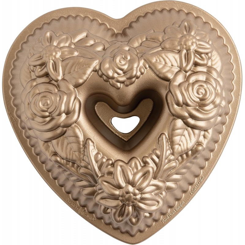 Nordic Ware Wildflower Heart Bundt, 6 Cup, Toffee