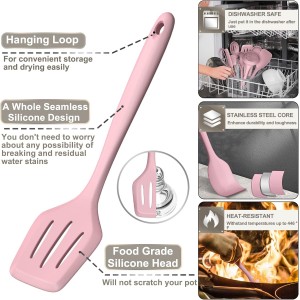 Silicone Cooking Kitchen Utensil Set, AIKKIL 43 Pcs Pink Cooking Utensils Set, Turner, Tongs, Spoon, Spatula, Kitchen Gadgets Tools Set For Nonstick Cookware, Heat Resistant (Dishwasher, BPA Free)