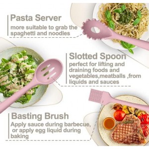 Silicone Cooking Kitchen Utensil Set, AIKKIL 43 Pcs Pink Cooking Utensils Set, Turner, Tongs, Spoon, Spatula, Kitchen Gadgets Tools Set For Nonstick Cookware, Heat Resistant (Dishwasher, BPA Free)
