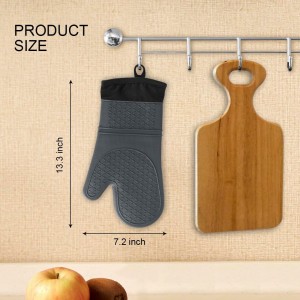 2Pcs Silicone Oven Mitts Waterproof and Non-Slip Temperature Resistant to 500°F 13 inches Grey
