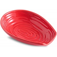Hasense Spoon Rest for Stove Top, Large Ceramic Cooking Spoon Holder for Kitchen Counter, Porcelain Spatula Rest for Kitchen Utensils, Ladle and Tong, Home and Coffee Bar Decor, Red