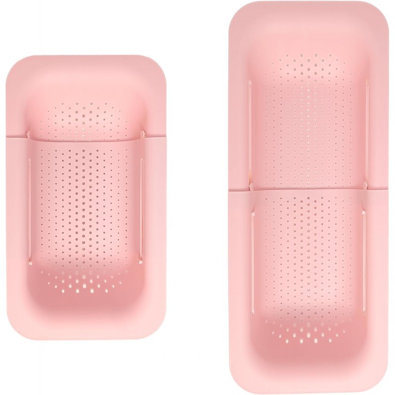 Paris Hilton Over the Sink Expandable Colander, Extendable Strainer, Adjustable from 14.5 inches to 19.5 inches, Fits most kitchen sinks, Made without BPA, Pink