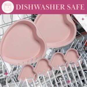 Paris Hilton Heart Shaped Nonstick Bakeware Set, Easy Release Carbon Steel, Includes two 9.5-Inch Pans and four Mini 3.5-Inch Pans, Dishwasher Safe, Made without PFAS or PFOA, 6-Piece Set, Pink