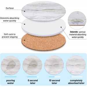 Acejoz Drink Coasters with Holder for Coffee Table, Absorbent Coaster Set of 6, Marble Style Ceramic Coaster for Wooden Table, Suitable for Kinds of Cups, Home Decor, 4 Inches
