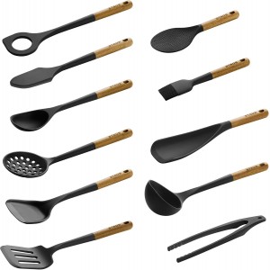 STAUB Silicone with Wood Handle 11-pc Cooking Utensil Set