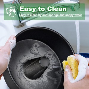 P&P CHEF Angel Food Cake Pan, 10 Inch Cake Pan Round Baking Tube Tin for Baking Pound Cakes, Conical Hollow & One-piece Design, Stainless Steel Core & Heavy-duty, Oven Safe - Black