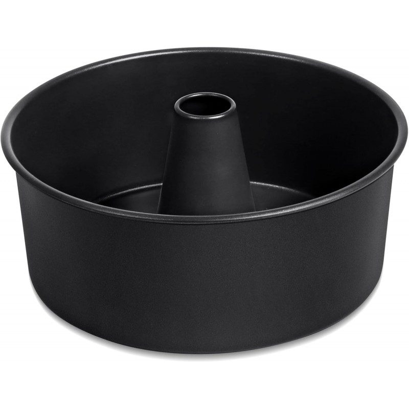 P&P CHEF Angel Food Cake Pan, 10 Inch Cake Pan Round Baking Tube Tin for Baking Pound Cakes, Conical Hollow & One-piece Design, Stainless Steel Core & Heavy-duty, Oven Safe - Black