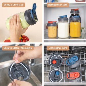 SOLIGT 4 Pack Mason Jar Lids, Wide Mouth Pour Spout Flip Cap Lids for Ball Brand Mason Jars, Leak Proof Airtight for Drinking Salad Dressing & Food Storing