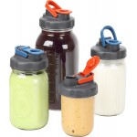 SOLIGT 4 Pack Mason Jar Lids, Wide Mouth Pour Spout Flip Cap Lids for Ball Brand Mason Jars, Leak Proof Airtight for Drinking Salad Dressing & Food Storing