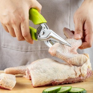 Multi Function Kitchen Garden Shears Spring-Loaded With Anti-Slip Handle & Safety Lock Cooking Scissors for Food Meat, Floral Trimming, Green