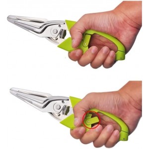 Multi Function Kitchen Garden Shears Spring-Loaded With Anti-Slip Handle & Safety Lock Cooking Scissors for Food Meat, Floral Trimming, Green