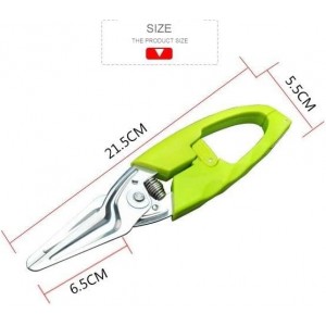Multi Function Kitchen Garden Shears Spring-Loaded With Anti-Slip Handle & Safety Lock Cooking Scissors for Food Meat, Floral Trimming, Green