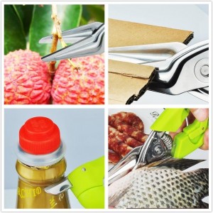 Multi Function Kitchen Garden Shears Spring-Loaded With Anti-Slip Handle & Safety Lock Cooking Scissors for Food Meat, Floral Trimming, Green