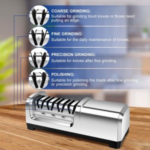 YBSVO 4-Stage Professional Electric Knife Sharpener - Heavy Duty Diamond Sharpening System for Straight & Serrated Knives - 20° Precision Angle Guides & Quiet Motor for Kitchen & Chef Use